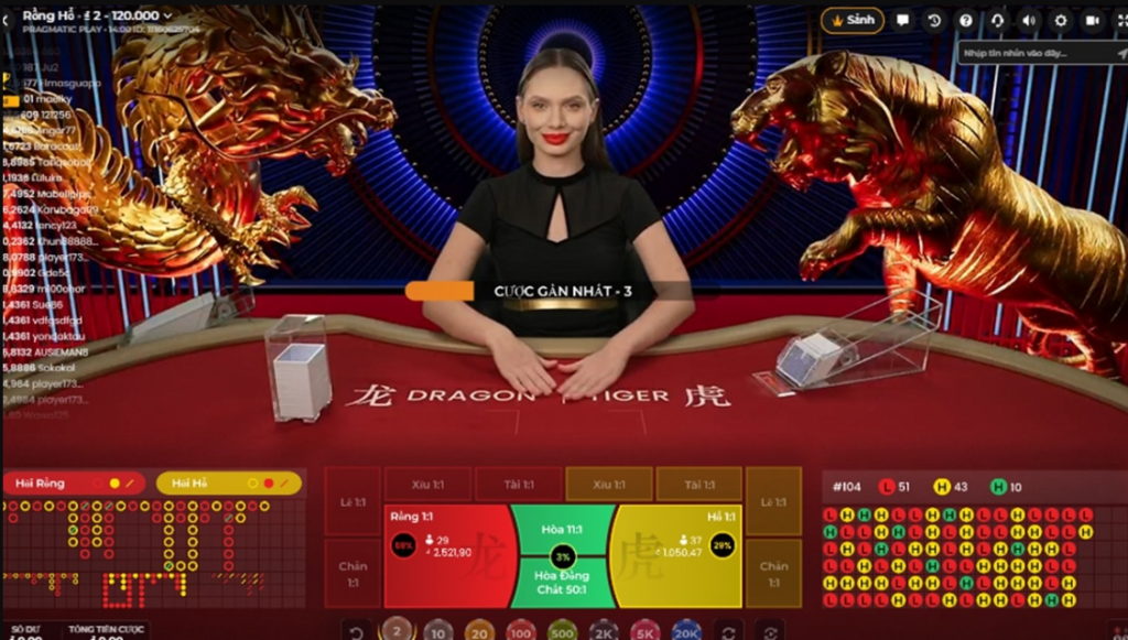 Giao diện chơi rồng hổ tại sảnh live casino của 3WIN